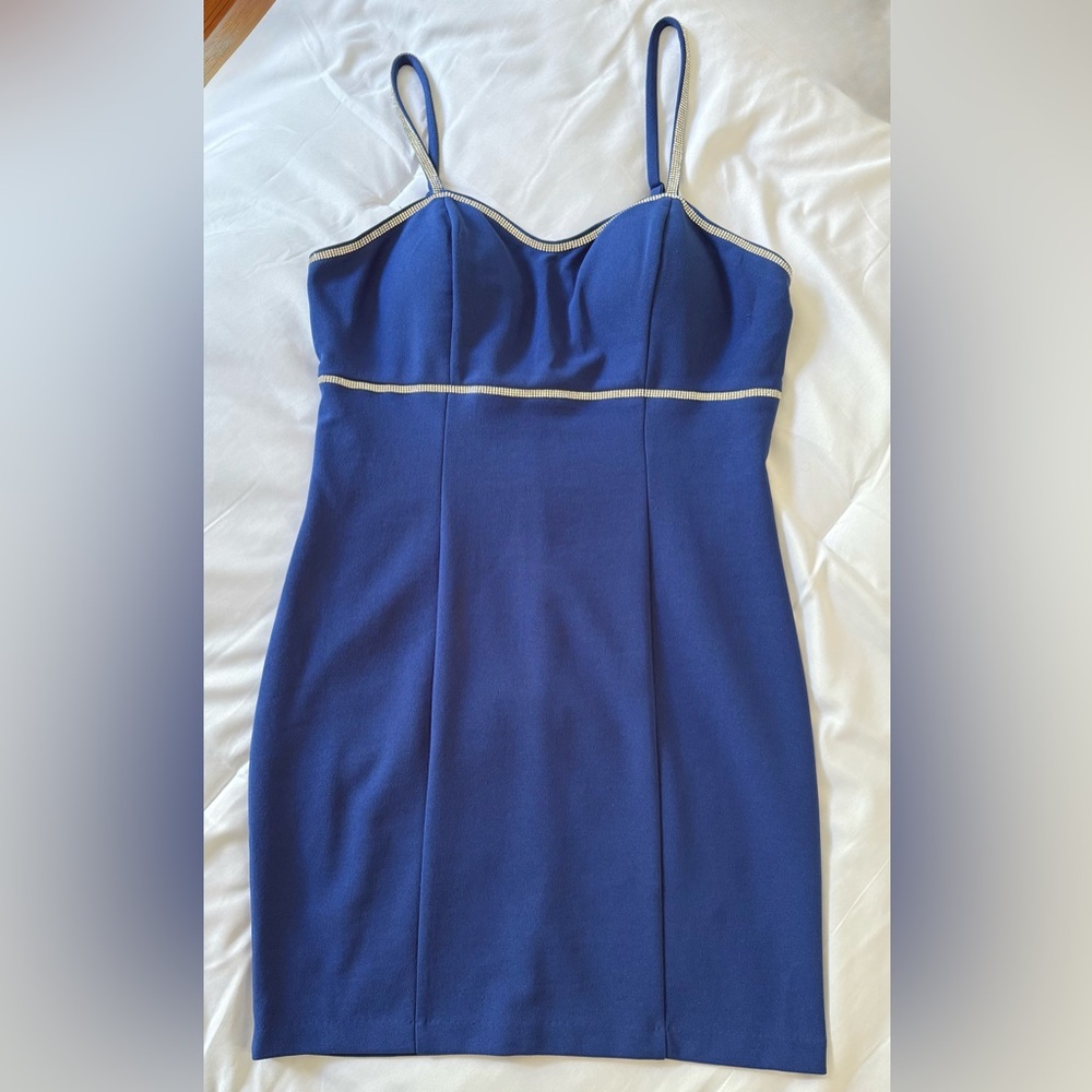 BCX Cobalt Blue Dress with rhinestone straps